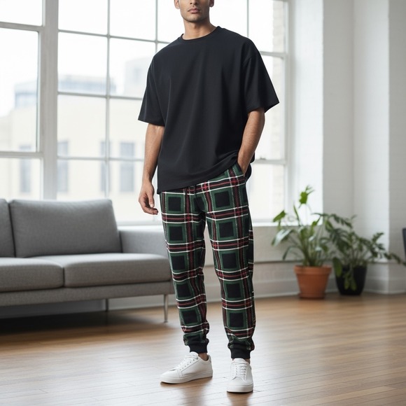 Nike Air Jordan Essentials Holiday Fleece Plaid Sweatpants Large FV7462-010 NEW - Picture 1 of 14